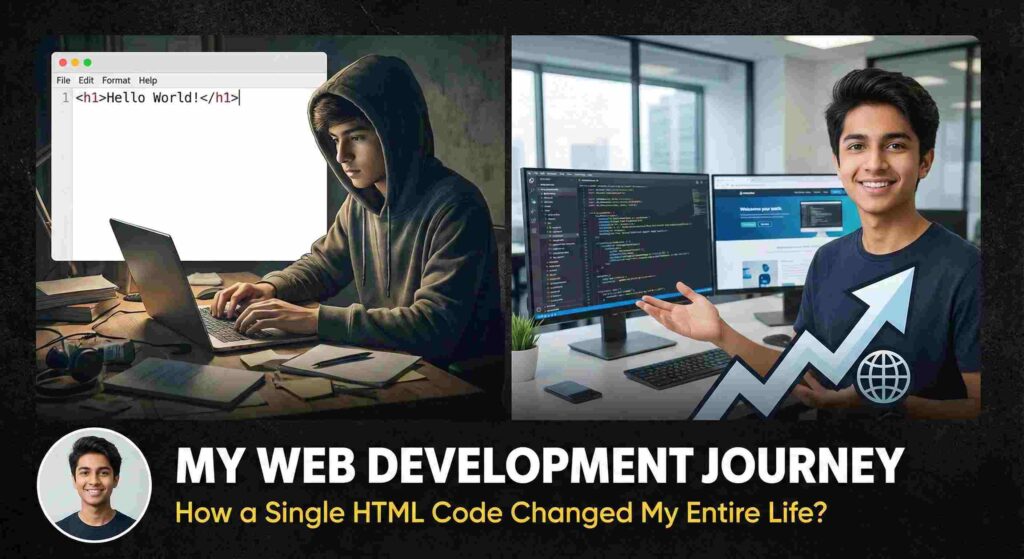 My Web Development Journey — a story of learning, creativity, and growth through coding, building projects, and discovering a passion for the digital world.
